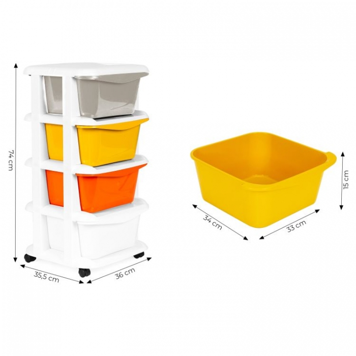 Raft pe roti cu 4 compartimente pentru depozitarea jucariilor ModernHome - Multicolor [6]