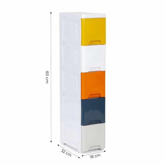 Raft pe roti cu 5 compartimente pentru depozitarea jucariilor ModernHome - Multicolor [8]