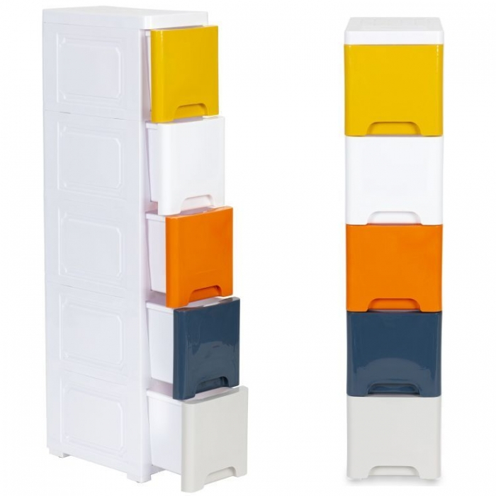 Raft pe roti cu 5 compartimente pentru depozitarea jucariilor ModernHome - Multicolor [2]