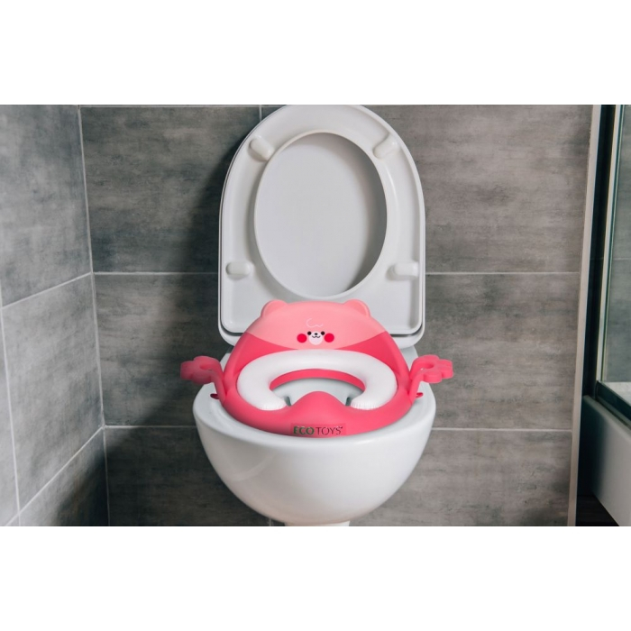 Reductor toaleta cu manere pentru copii Ecotoys PP104 - Roz [3]
