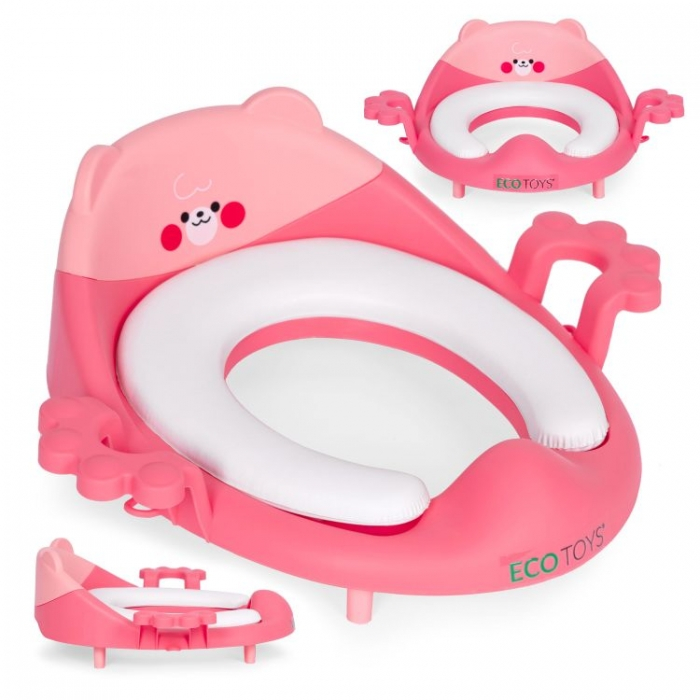 Reductor toaleta cu manere pentru copii Ecotoys PP104 - Roz [2]