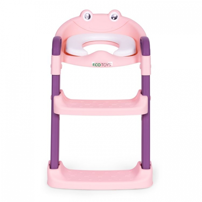 Reductor toaleta cu scara pentru copii Ecotoys PP8001 - Roz [3]