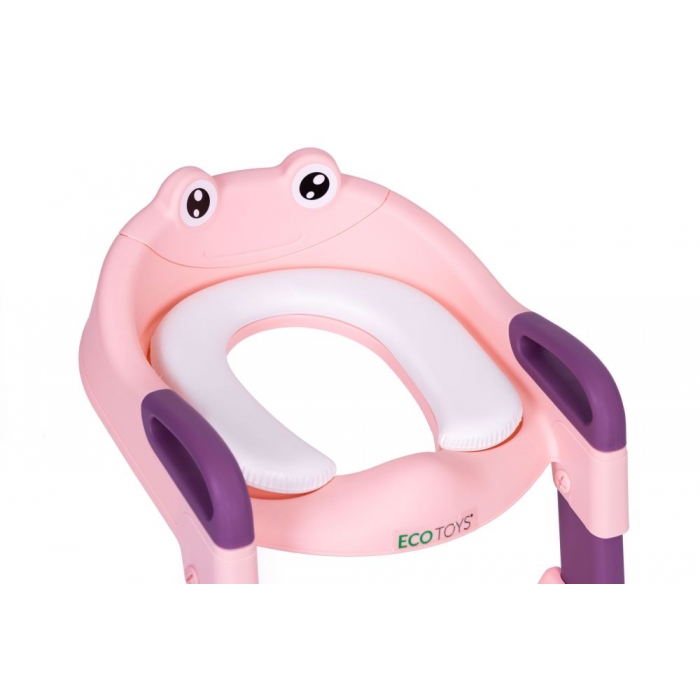Reductor toaleta cu scara pentru copii Ecotoys PP8001 - Roz [6]