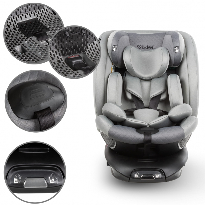 Scaun auto cu ISOFIX Kidwell GoCar, grupa 40-135 cm, i-Size, omologare R129 - Gri [14]