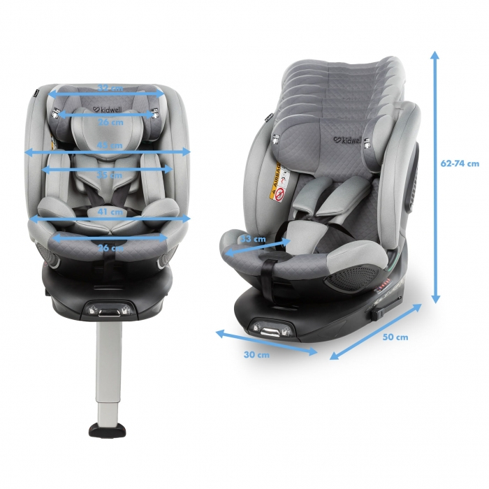 Scaun auto cu ISOFIX Kidwell GoCar, grupa 40-135 cm, i-Size, omologare R129 - Gri [7]