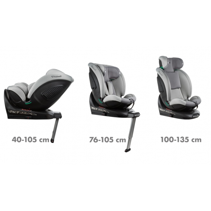 Scaun auto cu ISOFIX Kidwell GoCar, grupa 40-135 cm, i-Size, omologare R129 - Gri [5]