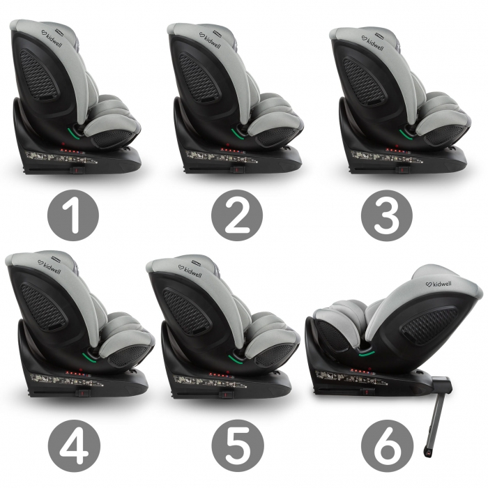 Scaun auto cu ISOFIX Kidwell GoCar, grupa 40-135 cm, i-Size, omologare R129 - Gri [6]