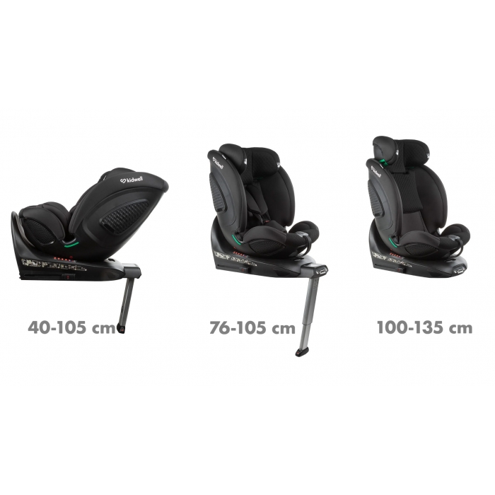 Scaun auto cu ISOFIX Kidwell GoCar, grupa 40-135 cm, i-Size, omologare R129 - Negru [5]