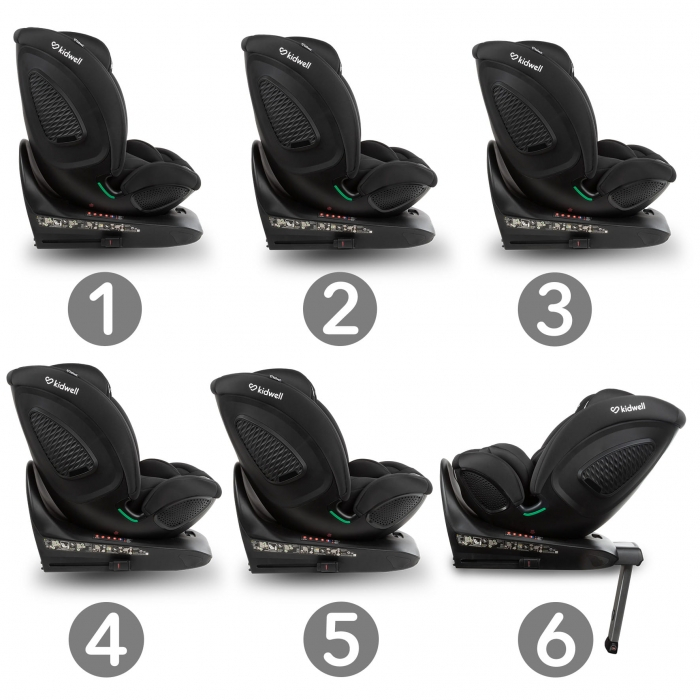 Scaun auto cu ISOFIX Kidwell GoCar, grupa 40-135 cm, i-Size, omologare R129 - Negru [6]