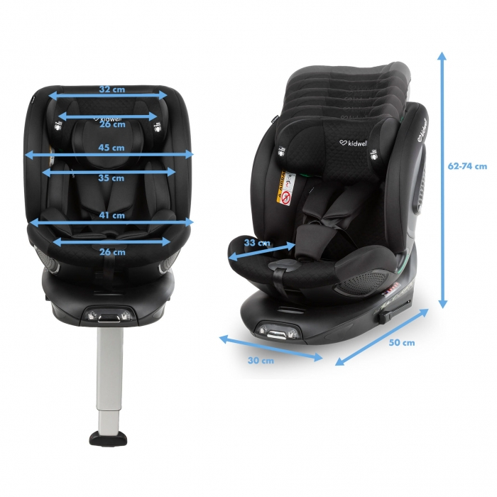 Scaun auto cu ISOFIX Kidwell GoCar, grupa 40-135 cm, i-Size, omologare R129 - Negru [7]