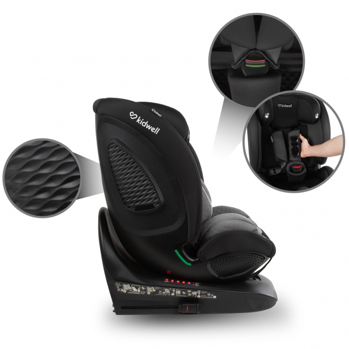 Scaun auto cu ISOFIX Kidwell GoCar, grupa 40-135 cm, i-Size, omologare R129 - Negru-Gri [13]