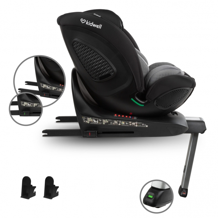 Scaun auto cu ISOFIX Kidwell GoCar, grupa 40-135 cm, i-Size, omologare R129 - Negru-Gri [3]
