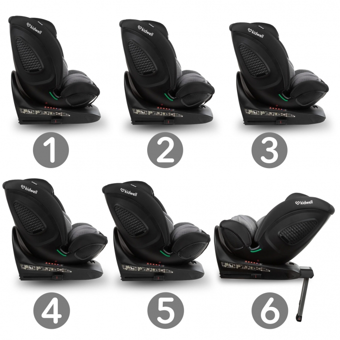 Scaun auto cu ISOFIX Kidwell GoCar, grupa 40-135 cm, i-Size, omologare R129 - Negru-Gri [6]