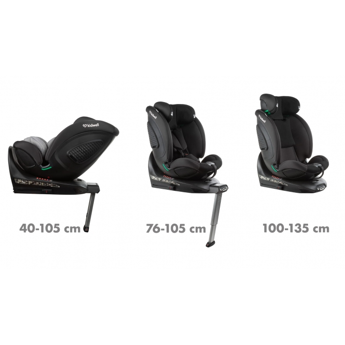 Scaun auto cu ISOFIX Kidwell GoCar, grupa 40-135 cm, i-Size, omologare R129 - Negru-Gri [5]