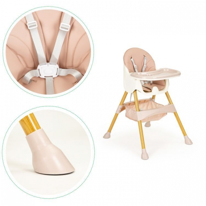 Scaun de masa 2 in 1 Ecotoys HC-823S - Roz [3]
