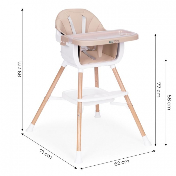 Scaun de masa 2 in 1 Ecotoys HC508 - Bej [9]