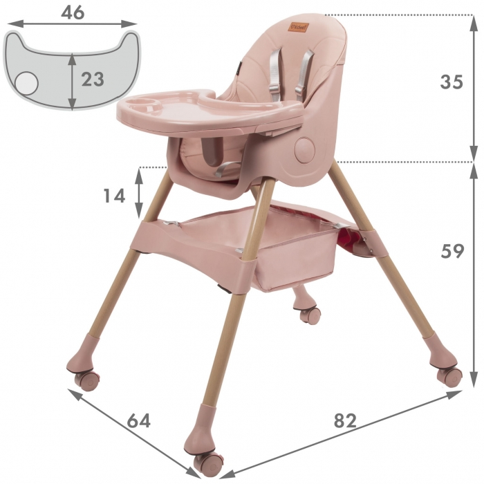 Scaun de masa 2 in 1 Kidwell KARIMI - Roz [10]