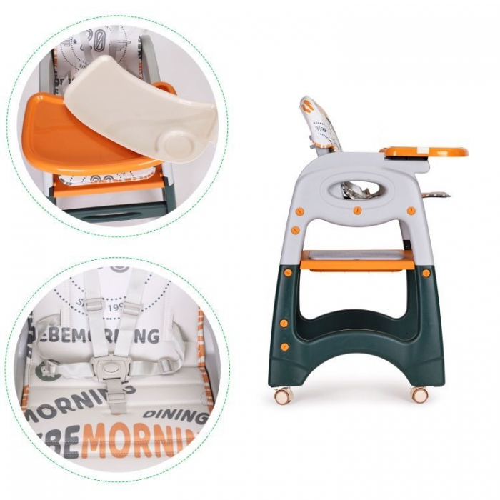 Scaun de masa 2 in 1 pentru copii Ecotoys HA-033 - Portocaliu [8]