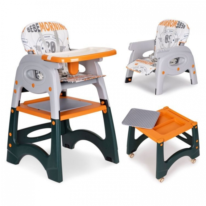 Scaun de masa 2 in 1 pentru copii Ecotoys HA-033 - Portocaliu [2]