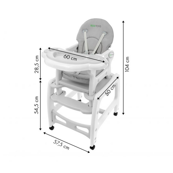 Scaun de masa 3 in 1 Ecotoys HC-223 Gri [6]