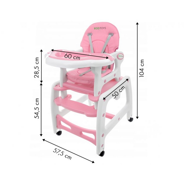 Scaun de masa 3 in 1 Ecotoys HC-223 Roz [6]