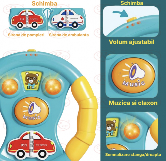 Set 2 Jucarii interactive bebe Telefon Volan cu lumini si sunete [3]