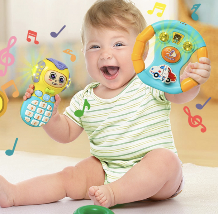Set 2 Jucarii interactive bebe Telefon Volan cu lumini si sunete [4]
