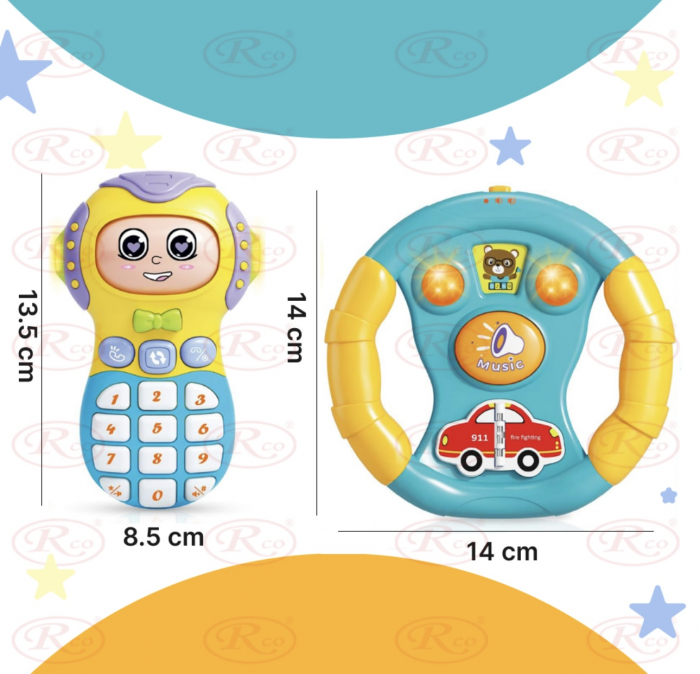Set 2 Jucarii interactive bebe Telefon Volan cu lumini si sunete [5]