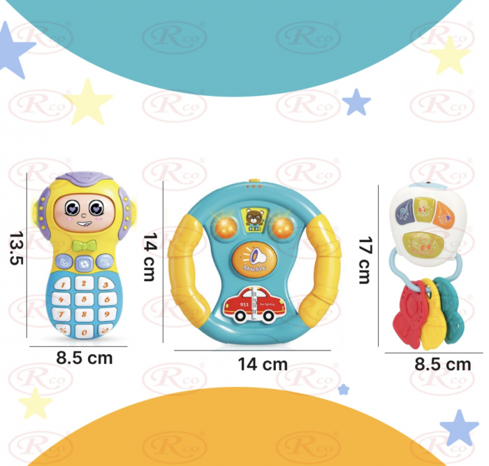 Set 3 Jucarii interactive bebe Volan Telefon si Chei cu lumini [5]