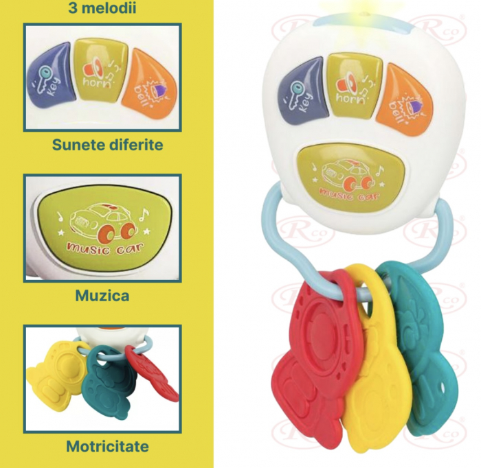 Set 3 Jucarii interactive bebe Volan Telefon si Chei cu lumini [4]