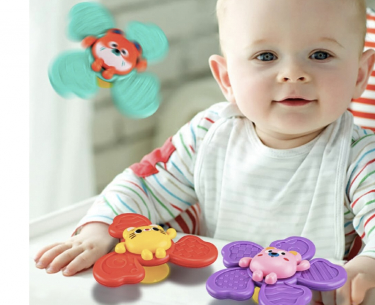 Set 3 jucarii interactive bebelusi, Spinner cu ventuza, 18 luni+ [2]