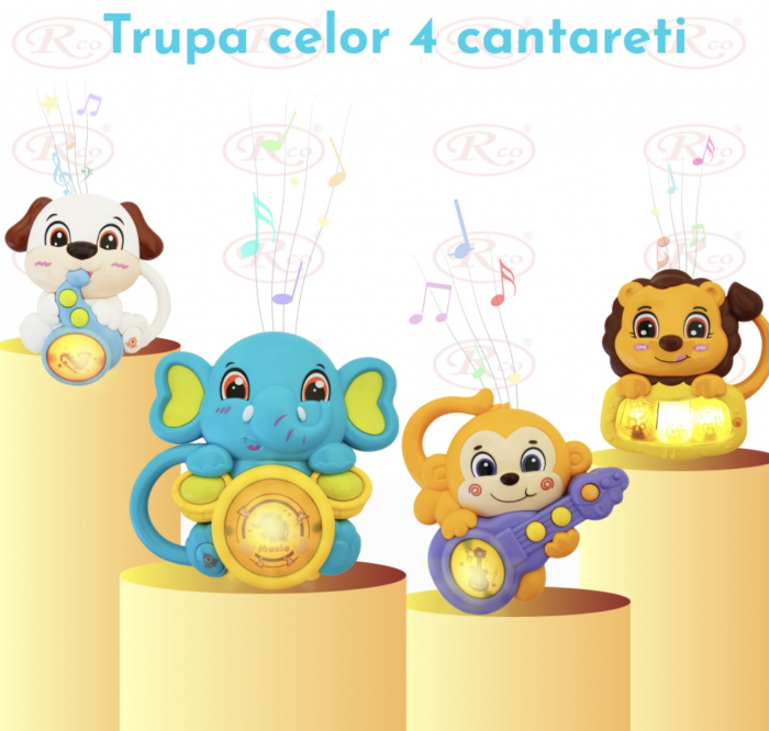 Set 4 Jucarii interactive bebe Mini orga Animalute cu instrumente [4]