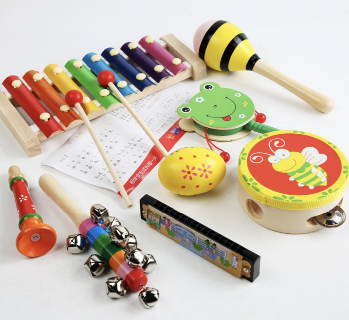 Set 8 instrumente muzicale din lemn pentru copii, 3 ani+ [3]