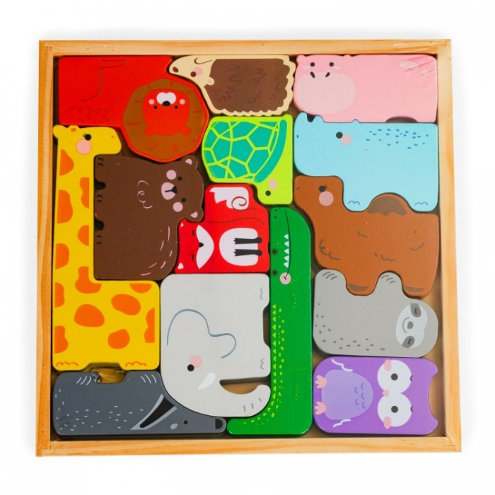 Set cu 14 figurine in forma de animale din lemn Ecotoys 3002 [4]