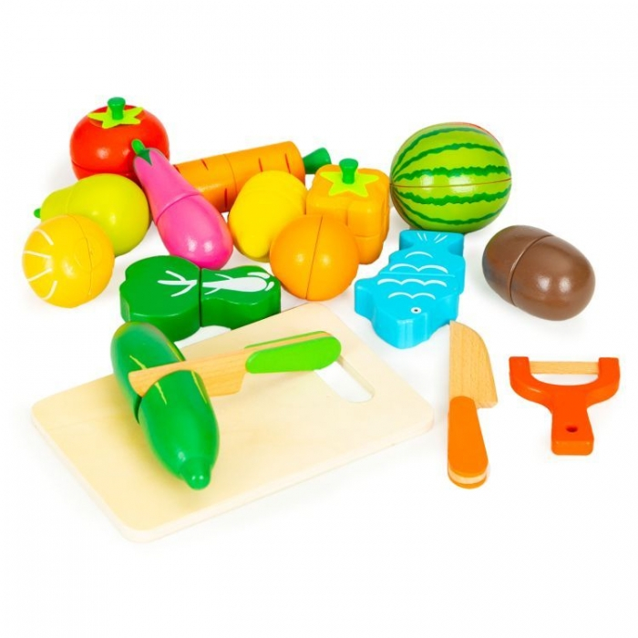 Set de fructe si legume din lemn, 17 elemente, Ecotoys HC590048 [3]