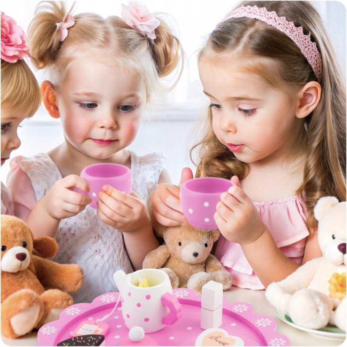 Set din lemn pentru servit ceaiul Ricokids RK-869 - Roz [3]