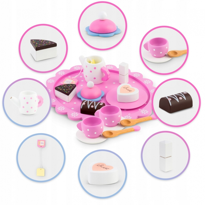 Set din lemn pentru servit ceaiul Ricokids RK-869 - Roz [5]