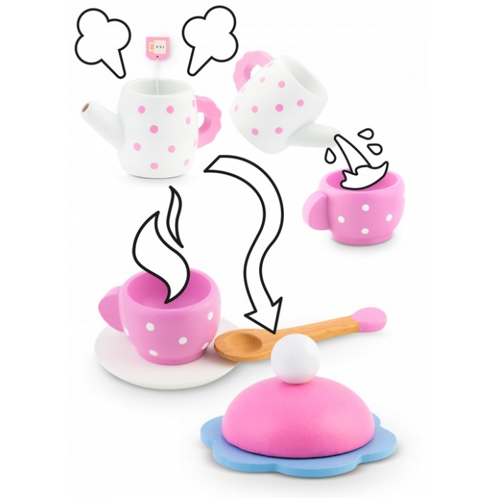 Set din lemn pentru servit ceaiul Ricokids RK-869 - Roz [2]