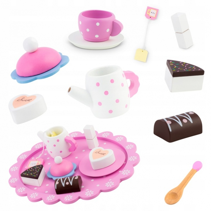 Set din lemn pentru servit ceaiul Ricokids RK-869 - Roz [4]