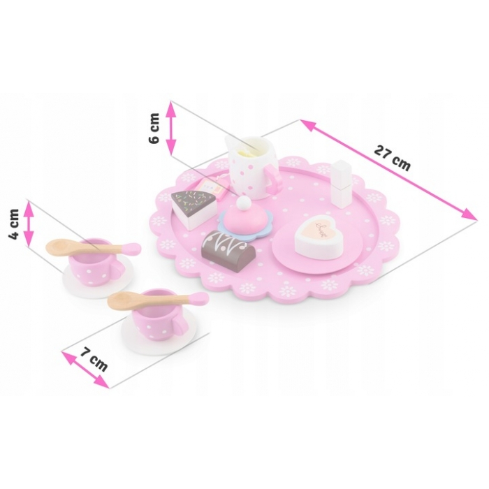 Set din lemn pentru servit ceaiul Ricokids RK-869 - Roz [7]