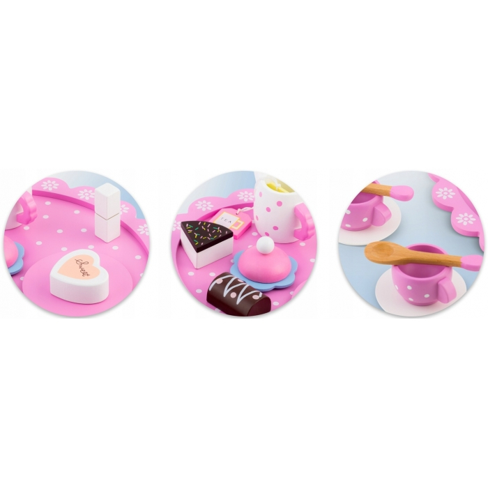 Set din lemn pentru servit ceaiul Ricokids RK-869 - Roz [6]