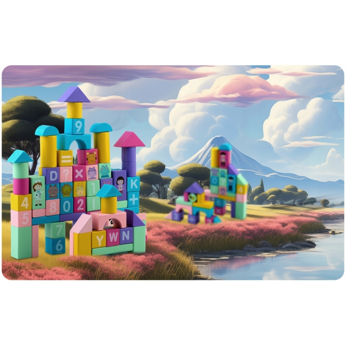 Set educational cu blocuri din lemn, 100 bucati, Ricokids RK-871 [7]