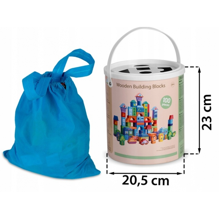 Set educational cu blocuri din lemn, 100 bucati, Ricokids RK-871 - Orasel [6]
