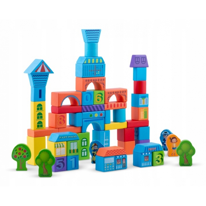 Set educational cu blocuri din lemn, 100 bucati, Ricokids RK-871 - Orasel [2]