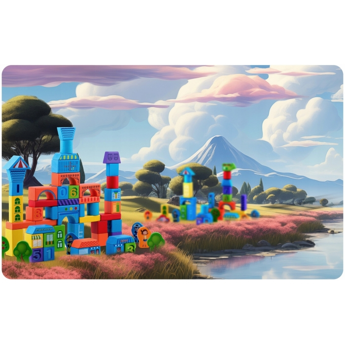 Set educational cu blocuri din lemn, 100 bucati, Ricokids RK-871 - Orasel [7]