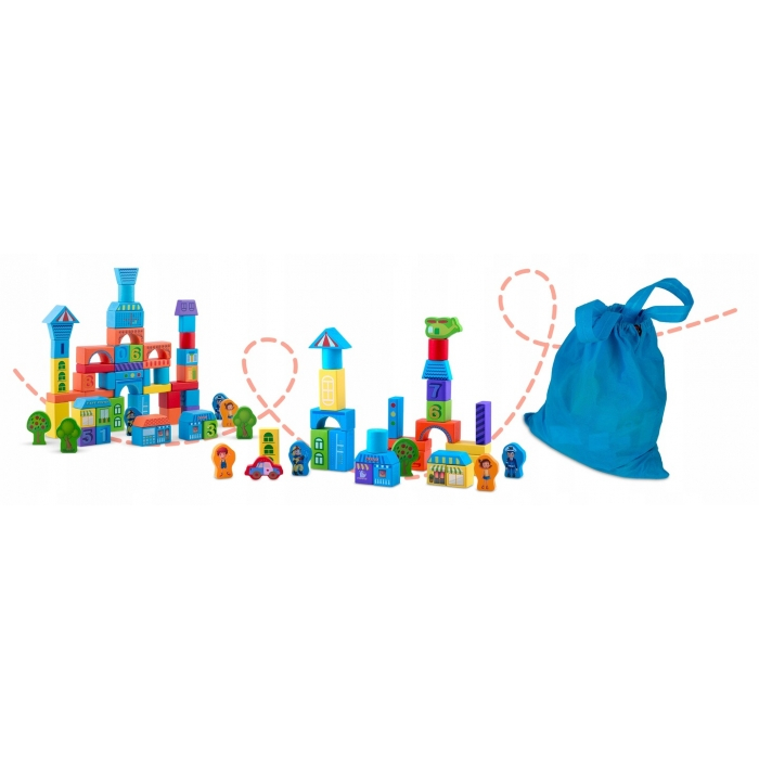 Set educational cu blocuri din lemn, 100 bucati, Ricokids RK-871 - Orasel [4]