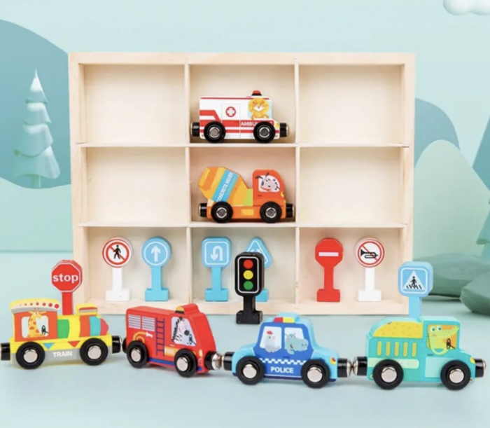 Set educativ, trenulet magnetic si semne rutiere, 3 ani [5]