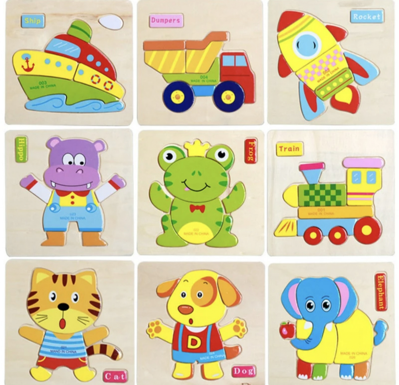 Set 5 mini Puzzle din lemn pentru copii model clasic [2]