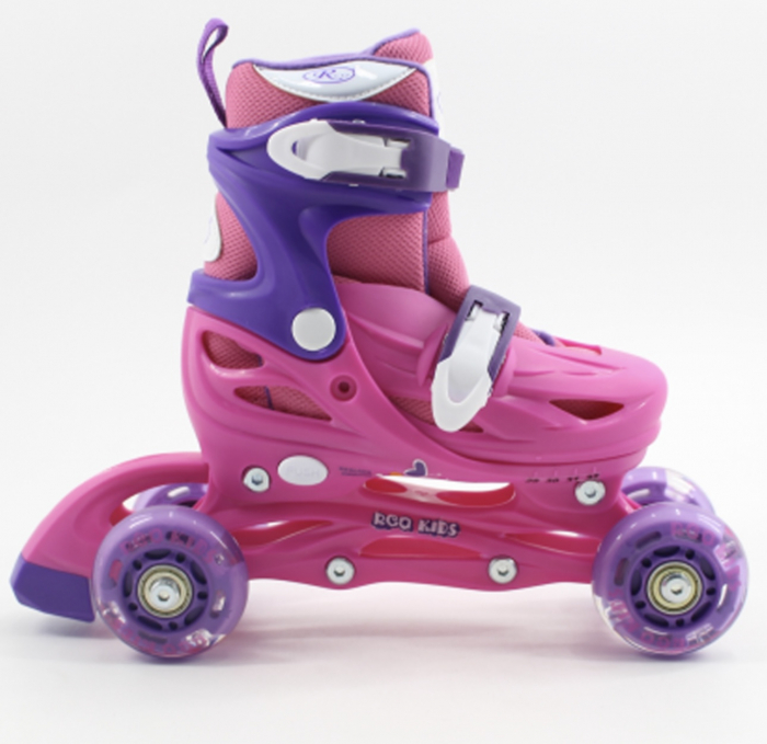 Set Role reglabile Fucsia 4 roti luminoase Casca protectie [4]