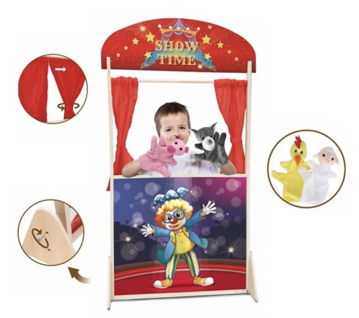 Set Teatru de Papusi cu 4 Figurine 57x20x104cm, 3+ ani [3]